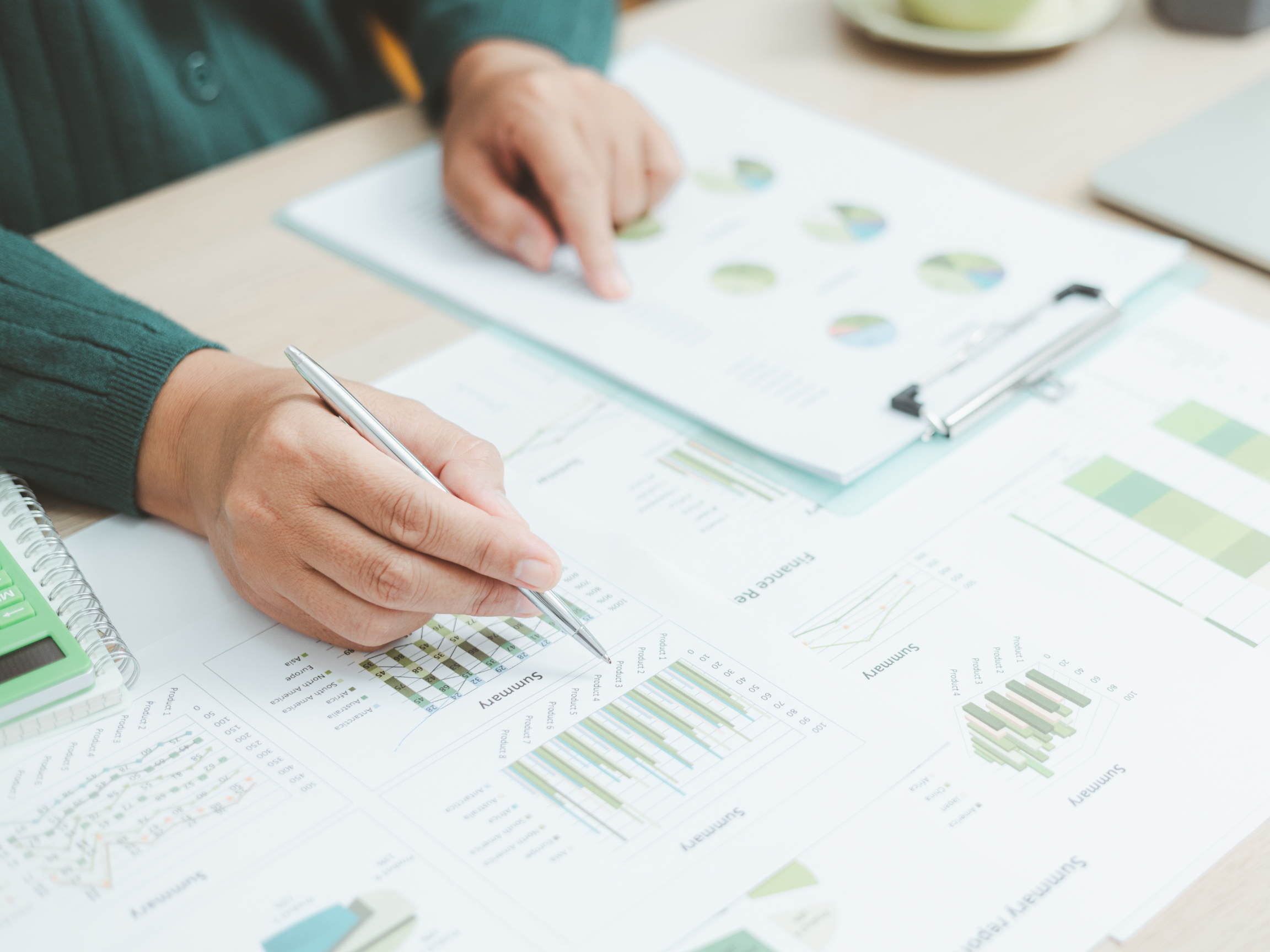 Financial analysis with charts and graphs